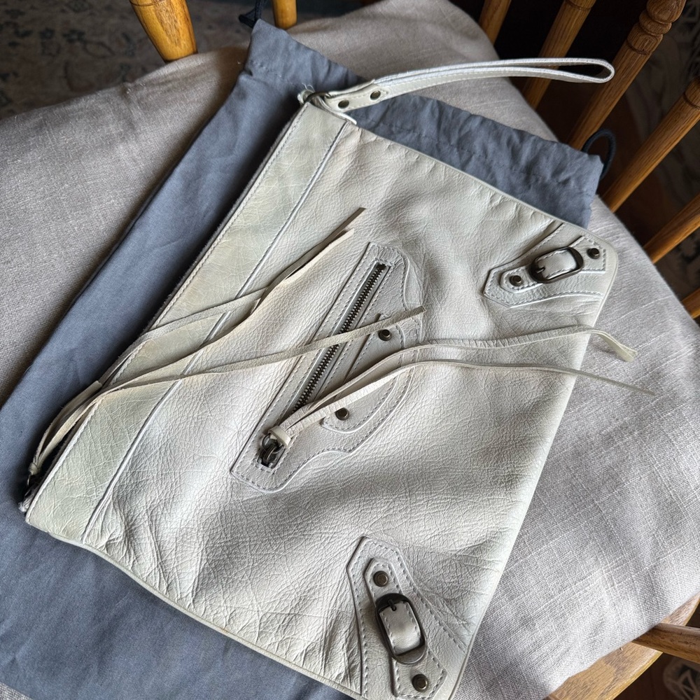 BALENCIAGA 2004/05 City/First Moto Flat Case Clutch w/Strap in White - Picture 16 of 16